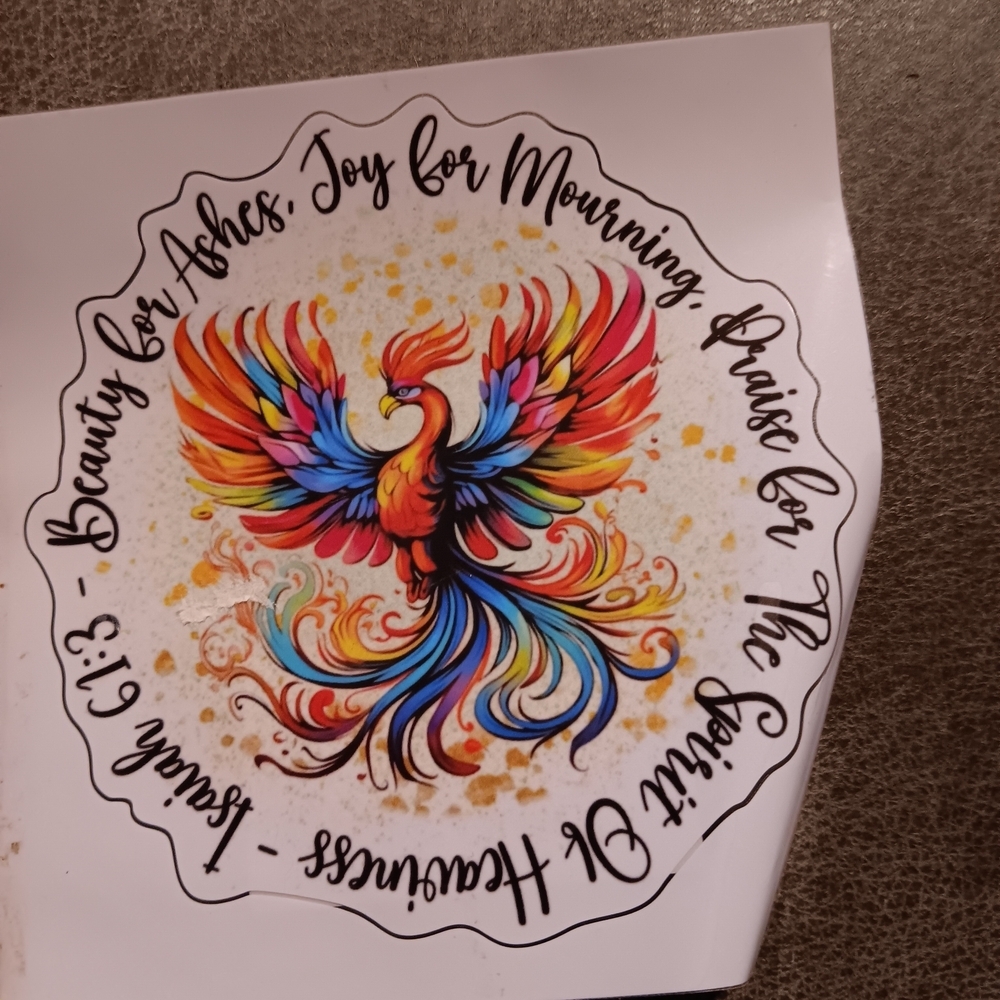 Inspirational Bible Qoute Isaiah 6:13 Colorful Phoenix Sticker